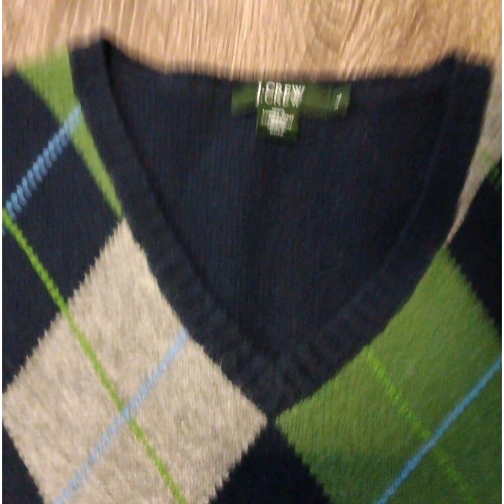J. Crew Lambswool V-Neck Argyle Sweater Vest Men's L - Picture 2 of 5